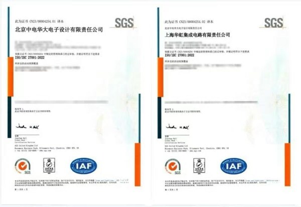 SGS為中電華大電子頒發(fā)ISO/IEC 27001:2022信息安全管理體系認(rèn)證證書 SGS為中電華大電子頒發(fā)ISO/IEC 27001:2022信息安全管理體系認(rèn)證證書