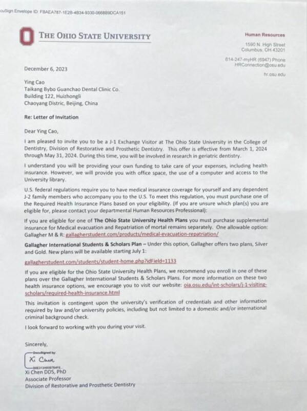 美國俄亥俄州立大學(xué)邀請函 美國俄亥俄州立大學(xué)邀請函