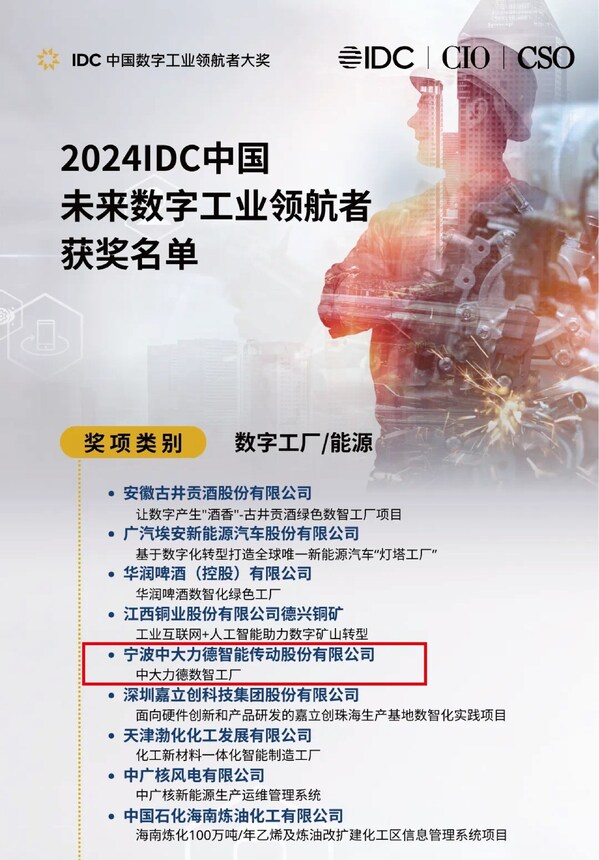 中之杰標(biāo)桿案例|中大力德入選IDC