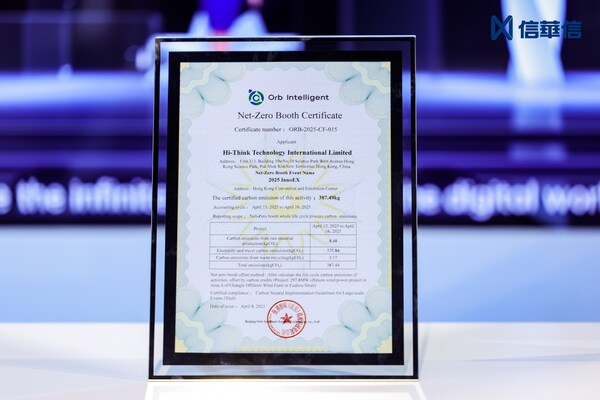 “零碳展位”證書