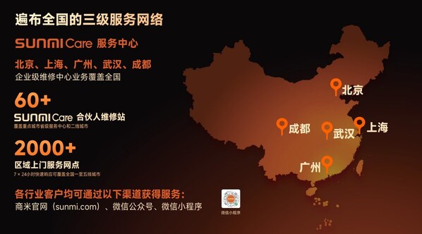 SUNMI Care中國服務(wù)網(wǎng)絡(luò)