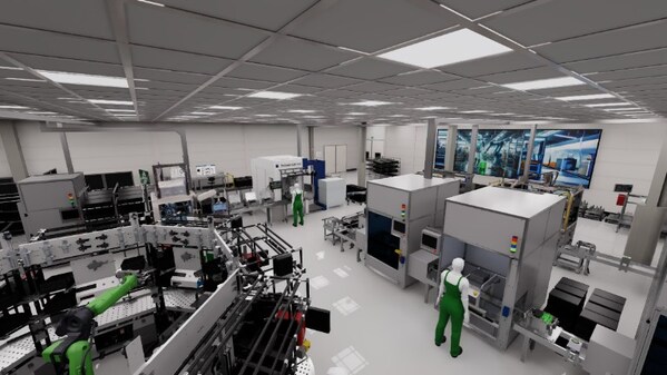 在英偉達Omniverse中呈現(xiàn)的舍弗勒產(chǎn)線數(shù)字孿生