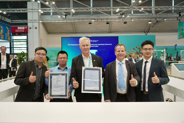 埃斯頓酷卓協(xié)作機(jī)器人獲T&Uuml;V萊茵頒發(fā)歐標(biāo)安規(guī)符合性證書及電磁兼容指令符合性證書