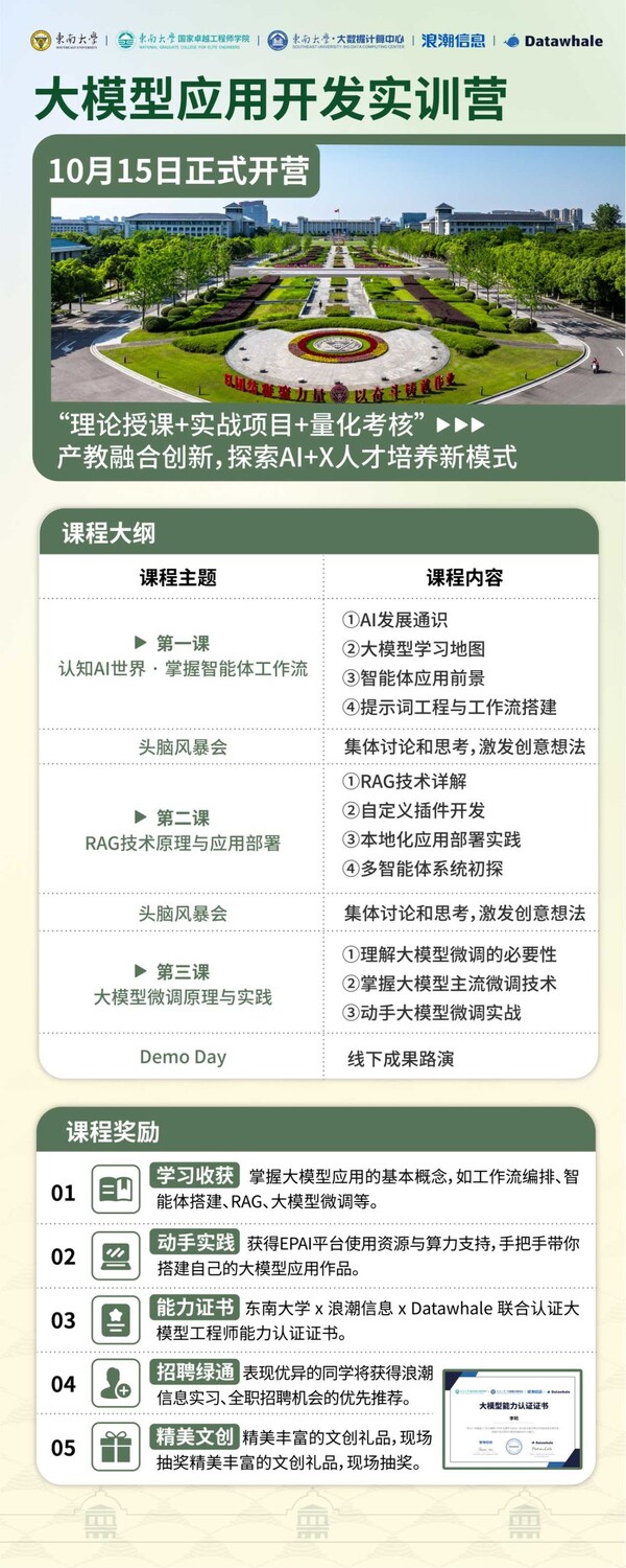 大模型實(shí)訓(xùn)營開營 浪潮信息攜手東南大學(xué)開啟AI+X人才培養(yǎng)新模式