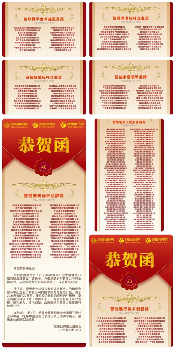 2025物聯(lián)網(wǎng)產(chǎn)業(yè)大會20強(qiáng)入圍榜單權(quán)威揭曉