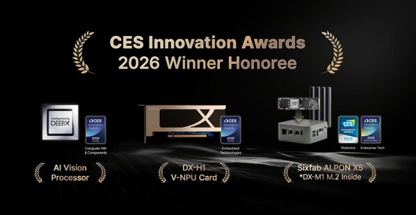 DEEPX Wins Two CES 2026 Innovation Awards, While Sixfab’s ‘ALPON X5’ Powered by DX-M1 Earns the Prestigious ‘Best of Innovation’ Honor DEEPX Wins Two CES 2026 Innovation Awards, While Sixfab’s ‘ALPON X5’ Powered by DX-M1 Earns the Prestigious ‘Best of Innovation’ Honor