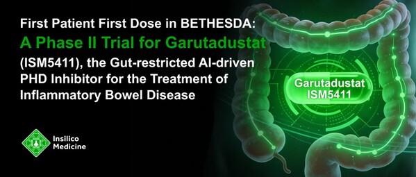 英矽智能完成腸道限制性候選藥物Garutadustat （ISM5411）首例患者給藥，由AI賦能發(fā)現(xiàn)靶向PHD用于炎癥性腸?。↖BD）治療