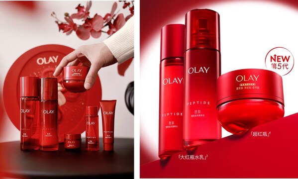 OLAY超紅瓶系列：口碑抗老面霜，搭配精華級水乳，凝聚勝肽科技