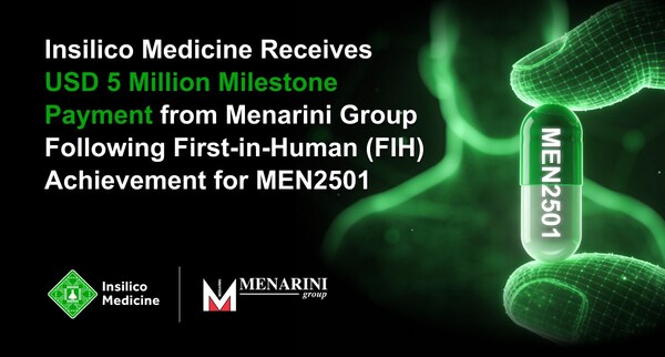英矽智能獲美納里尼3900萬港幣里程碑付款，合作項(xiàng)目MEN2501完成首例患者給藥