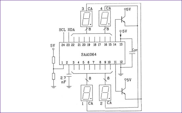 SAA1064����I2C����LED�ӑB(t��i)�(q��)�ӽӿ��·�D